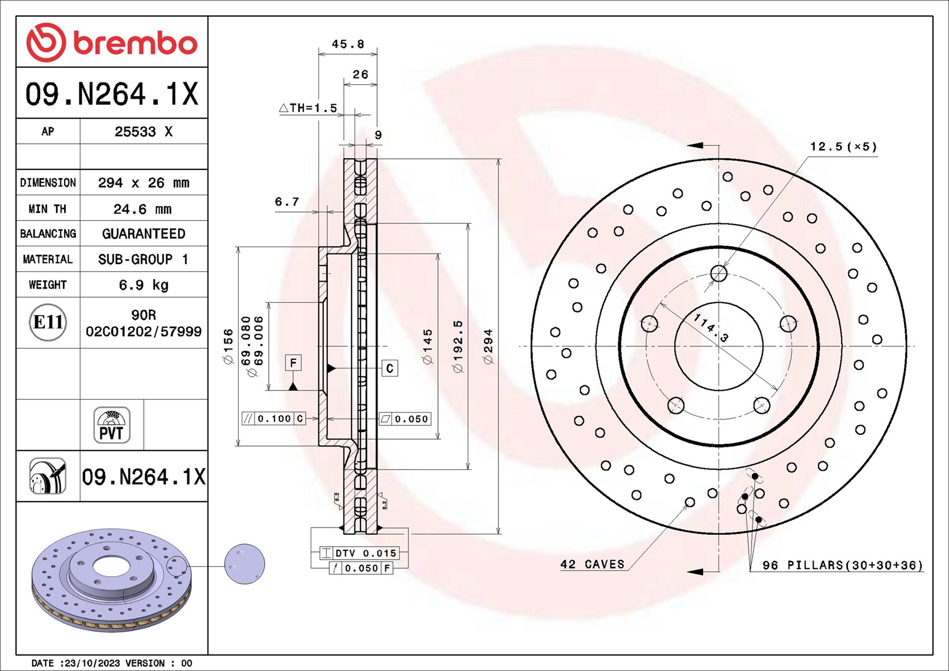 Brembo Remschijf 09.N264.1X