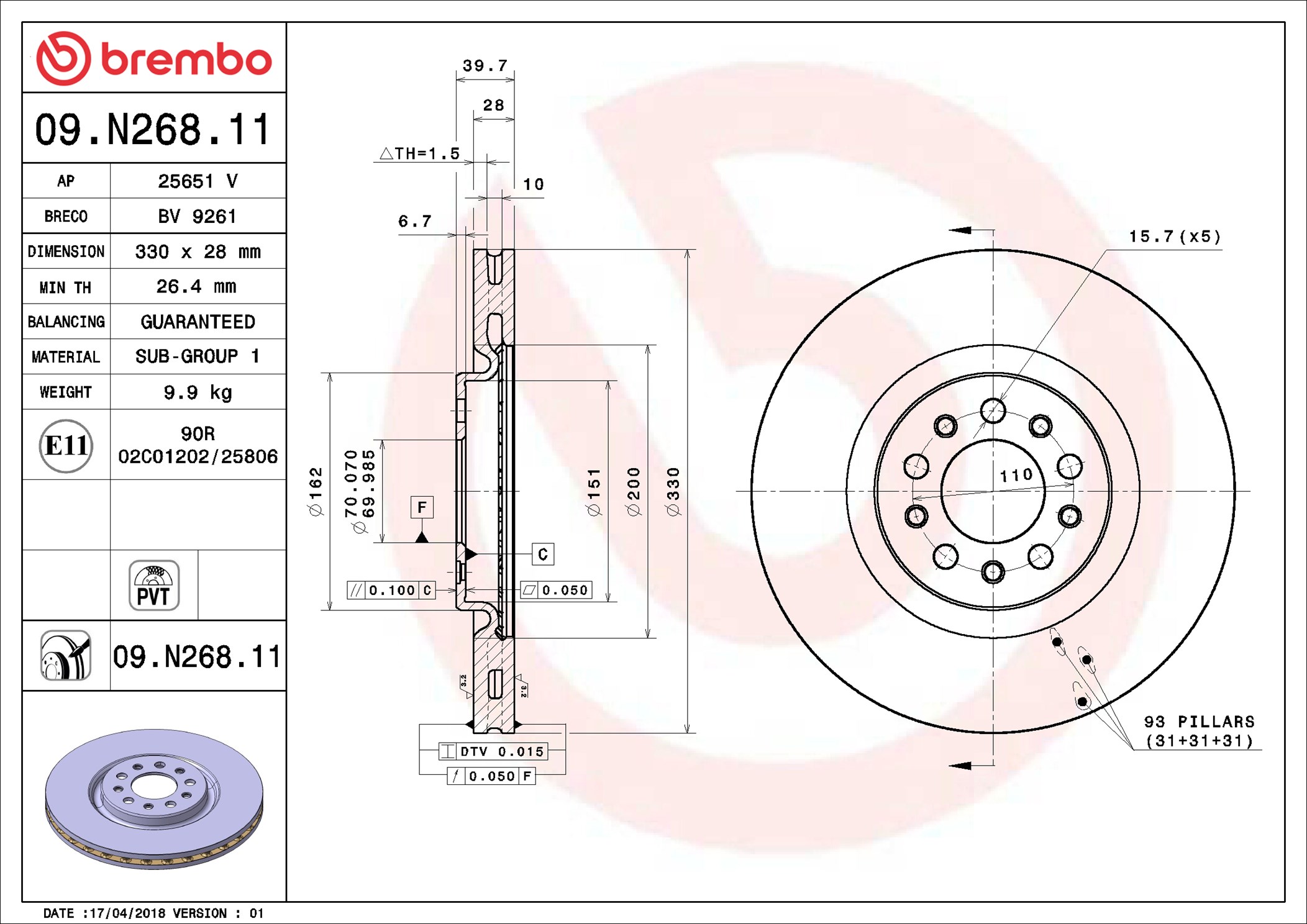 Brembo Remschijven 09.N268.11