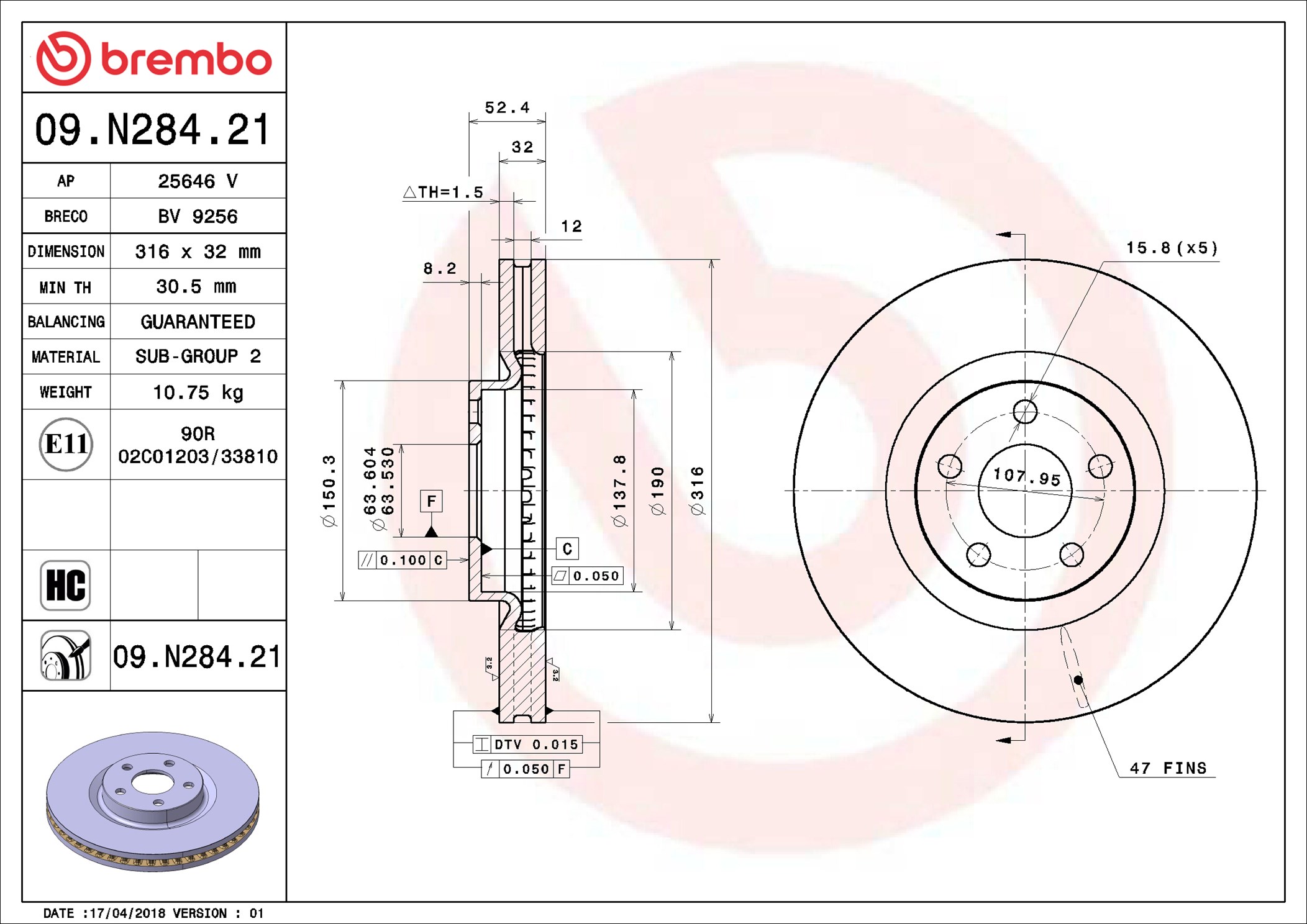 Brembo Remschijven 09.N284.21