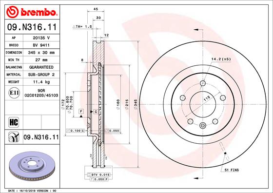 Brembo Remschijven 09.N316.11