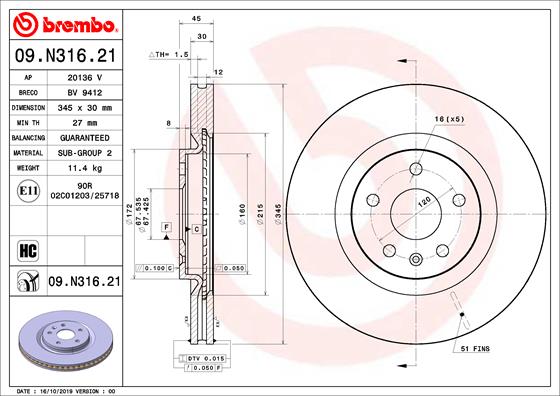 Brembo Remschijven 09.N316.21