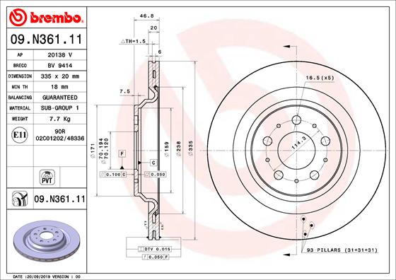 Remschijven Brembo 09.N361.11