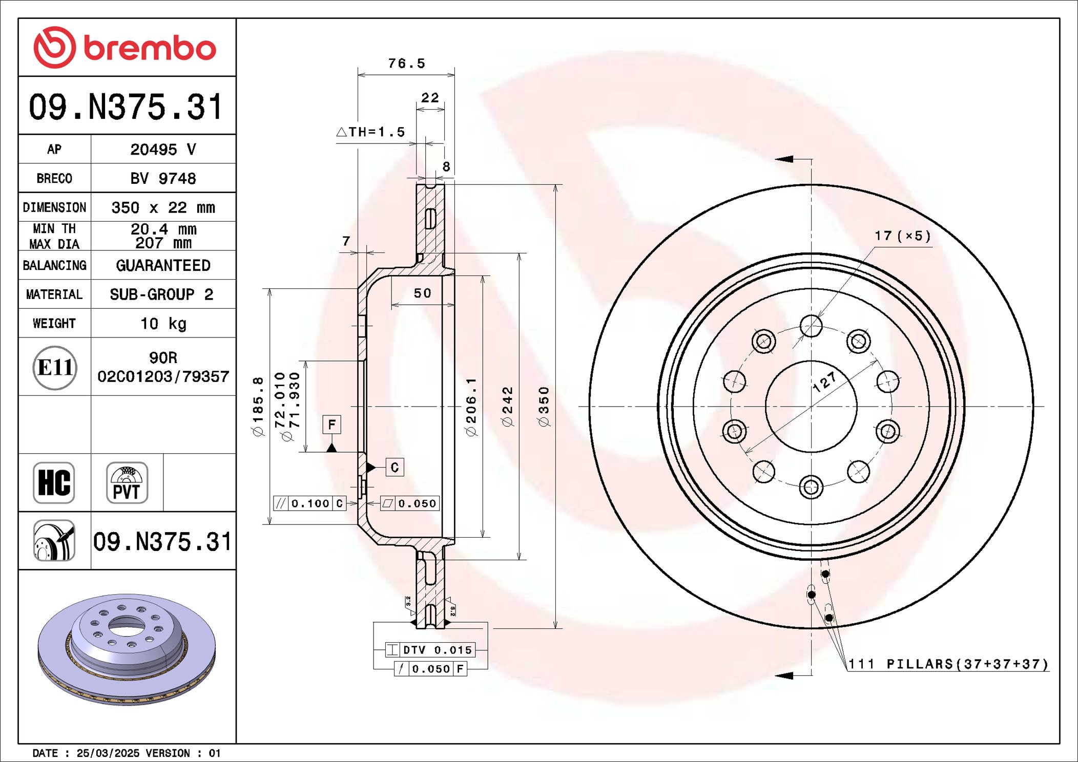 Brembo Remschijf 09.N375.31