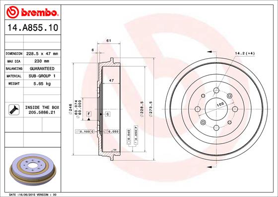 Brembo Remtrommel 14.A855.10