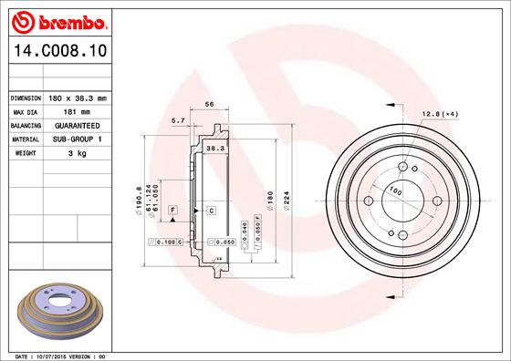 Brembo Remtrommel 14.C008.10