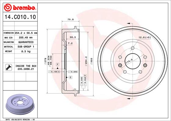 Brembo Remtrommel 14.C010.10