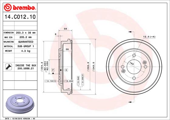 Brembo Remtrommel 14.C012.10