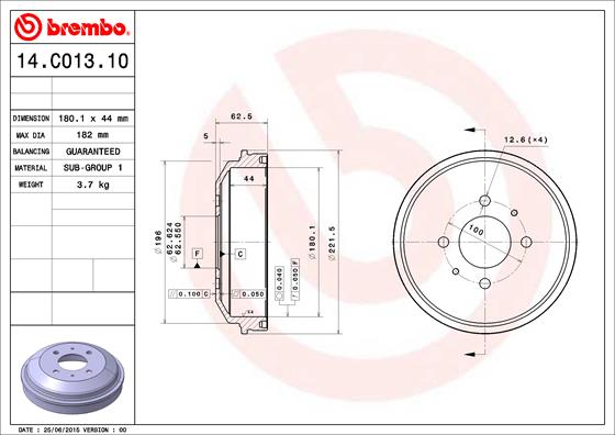 Brembo Remtrommel 14.C013.10