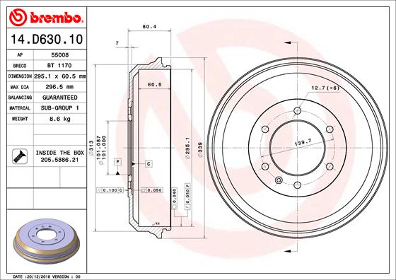 Brembo Remtrommel 14.D630.10