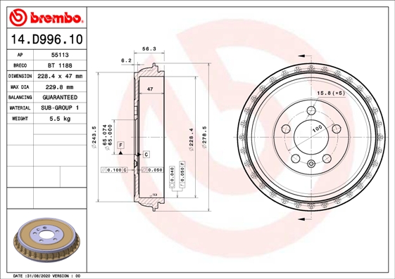 Remtrommel Brembo 14.D996.10