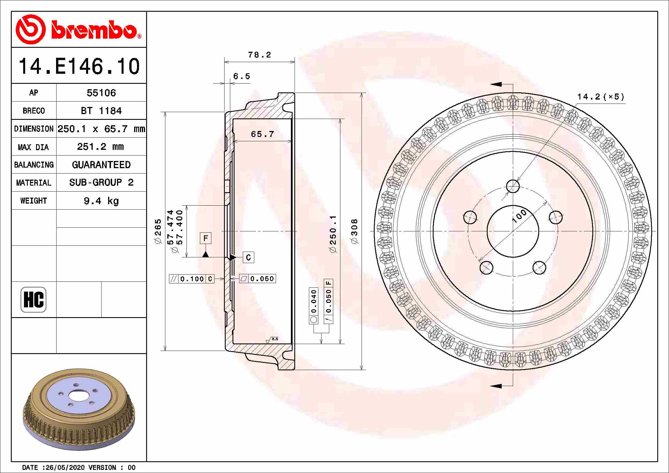 Remtrommel Brembo 14.E146.10