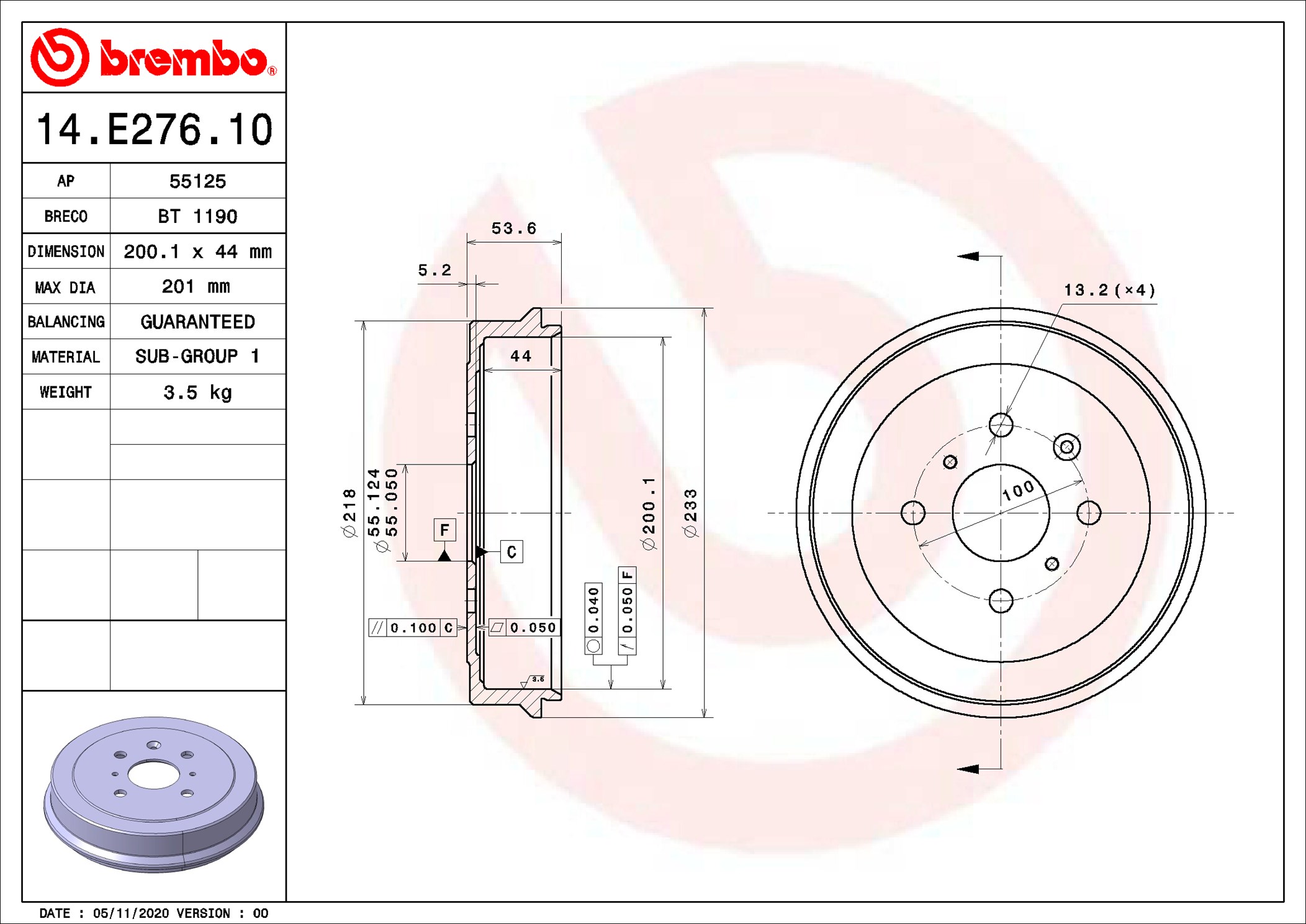 Remtrommel Brembo 14.E276.10