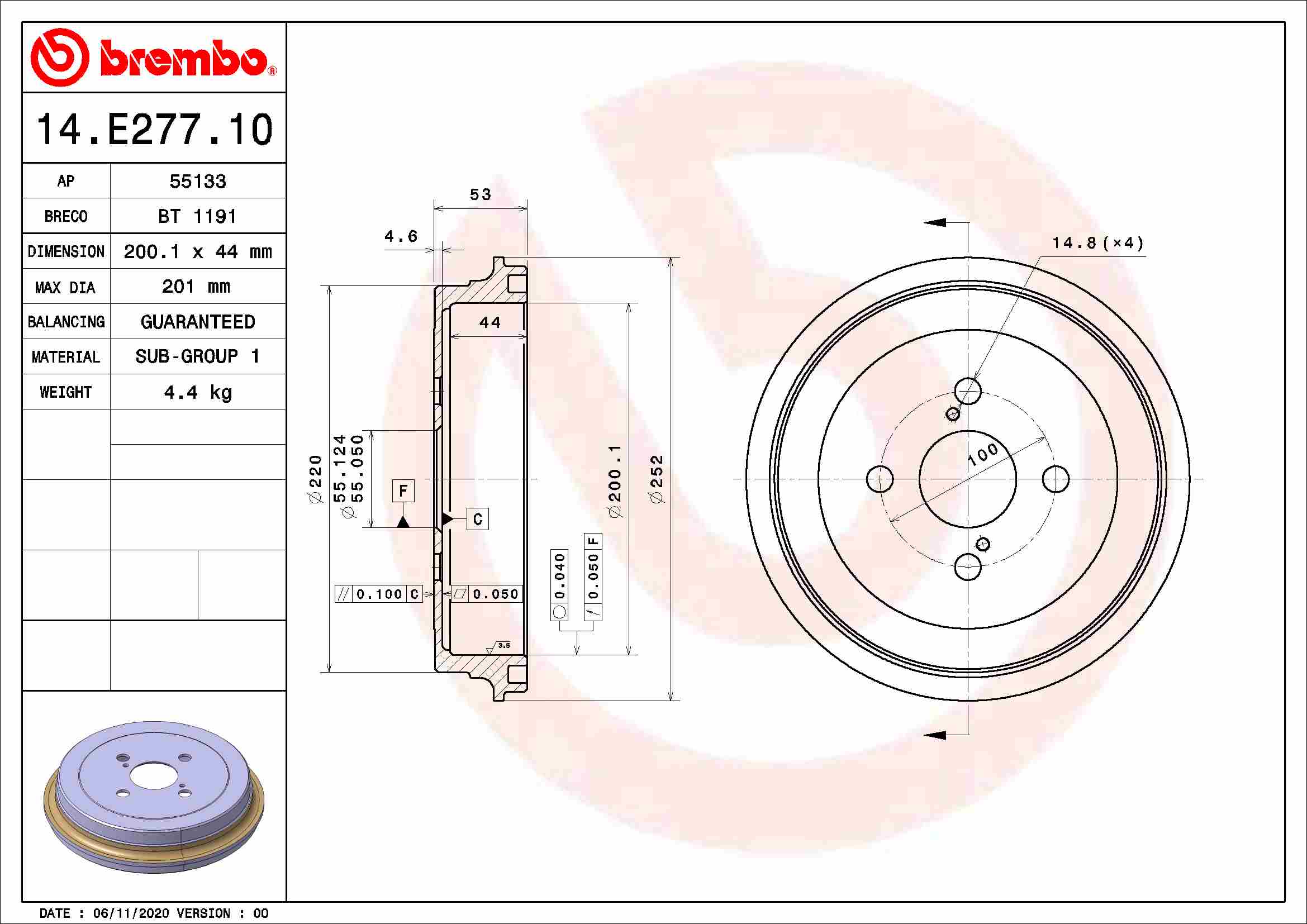 Remtrommel Brembo 14.E277.10