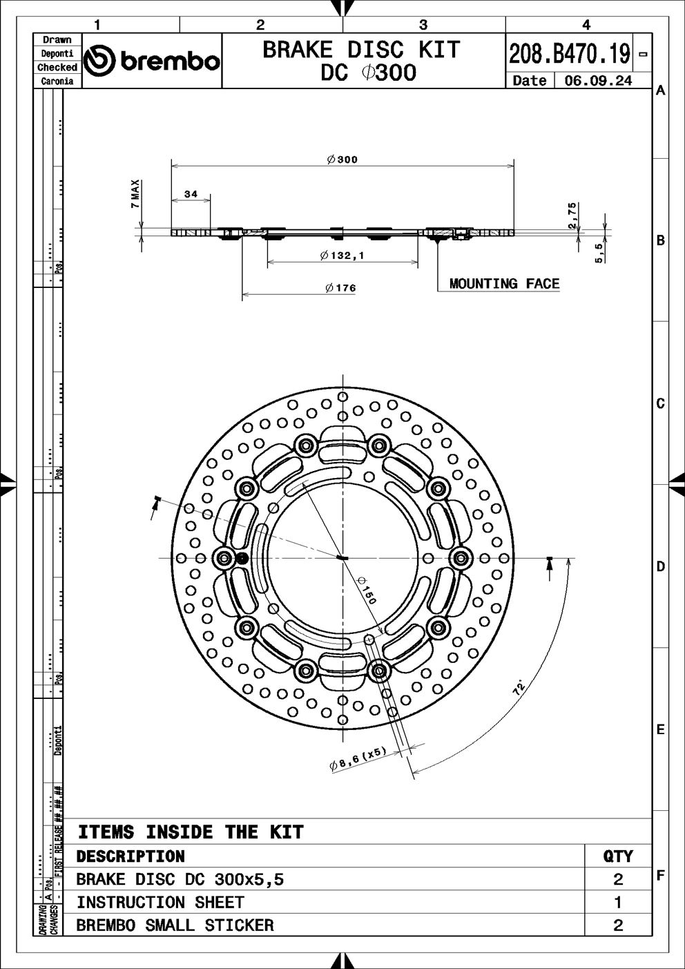 Remschijf Brembo 208B47019