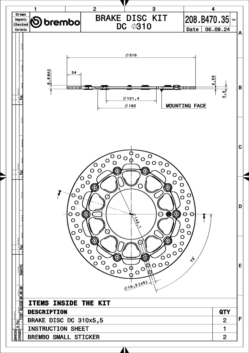 Remschijf Brembo 208B47035