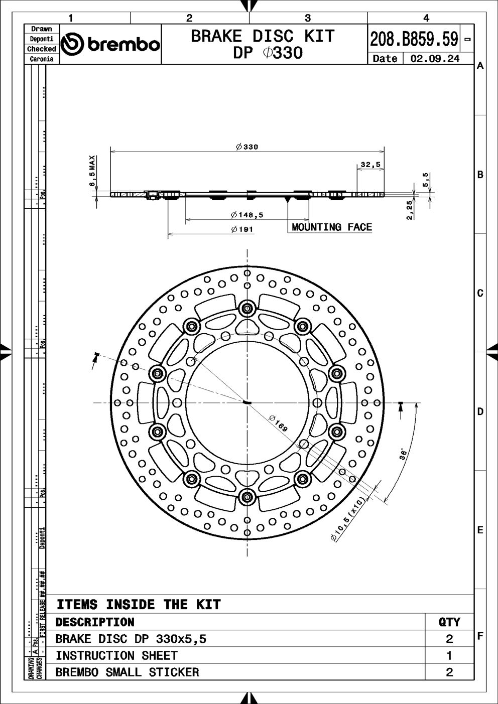 Remschijf Brembo 208B85959