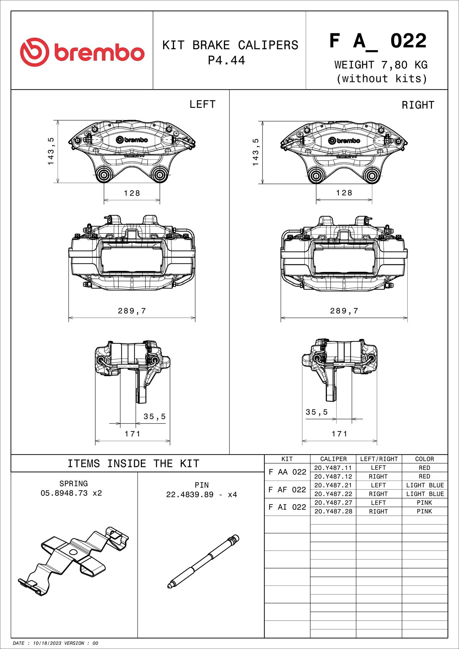 Brembo Remklauw F AA 022