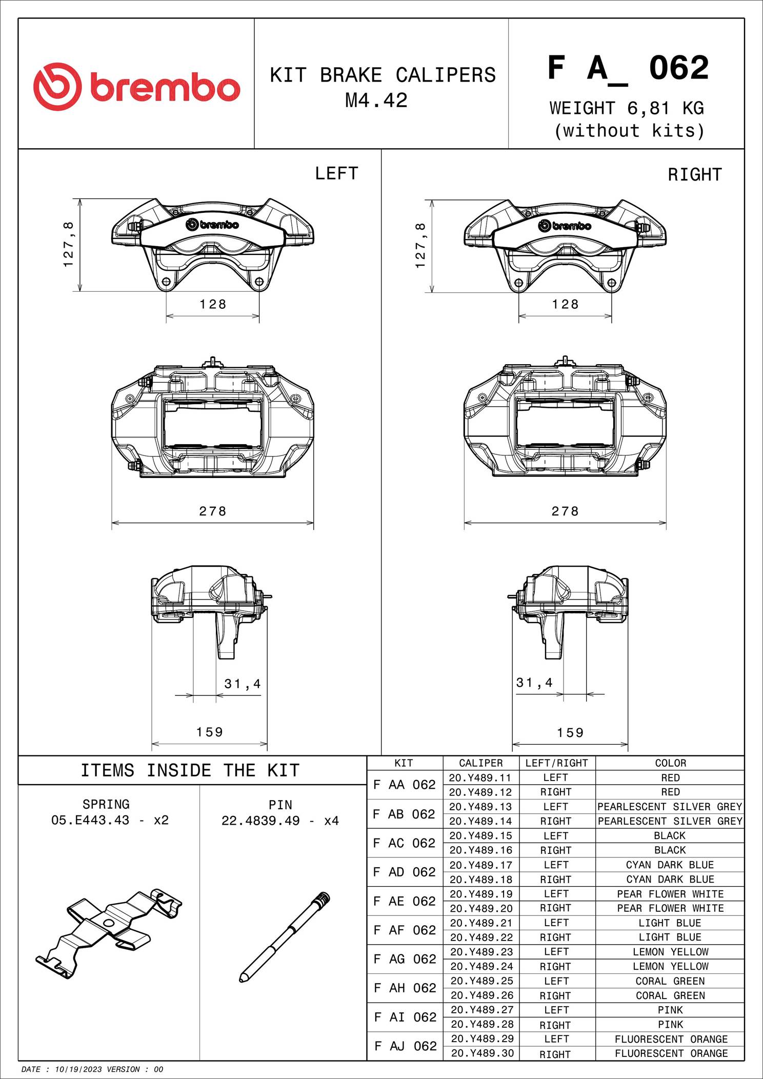 Brembo Remklauw F AG 062