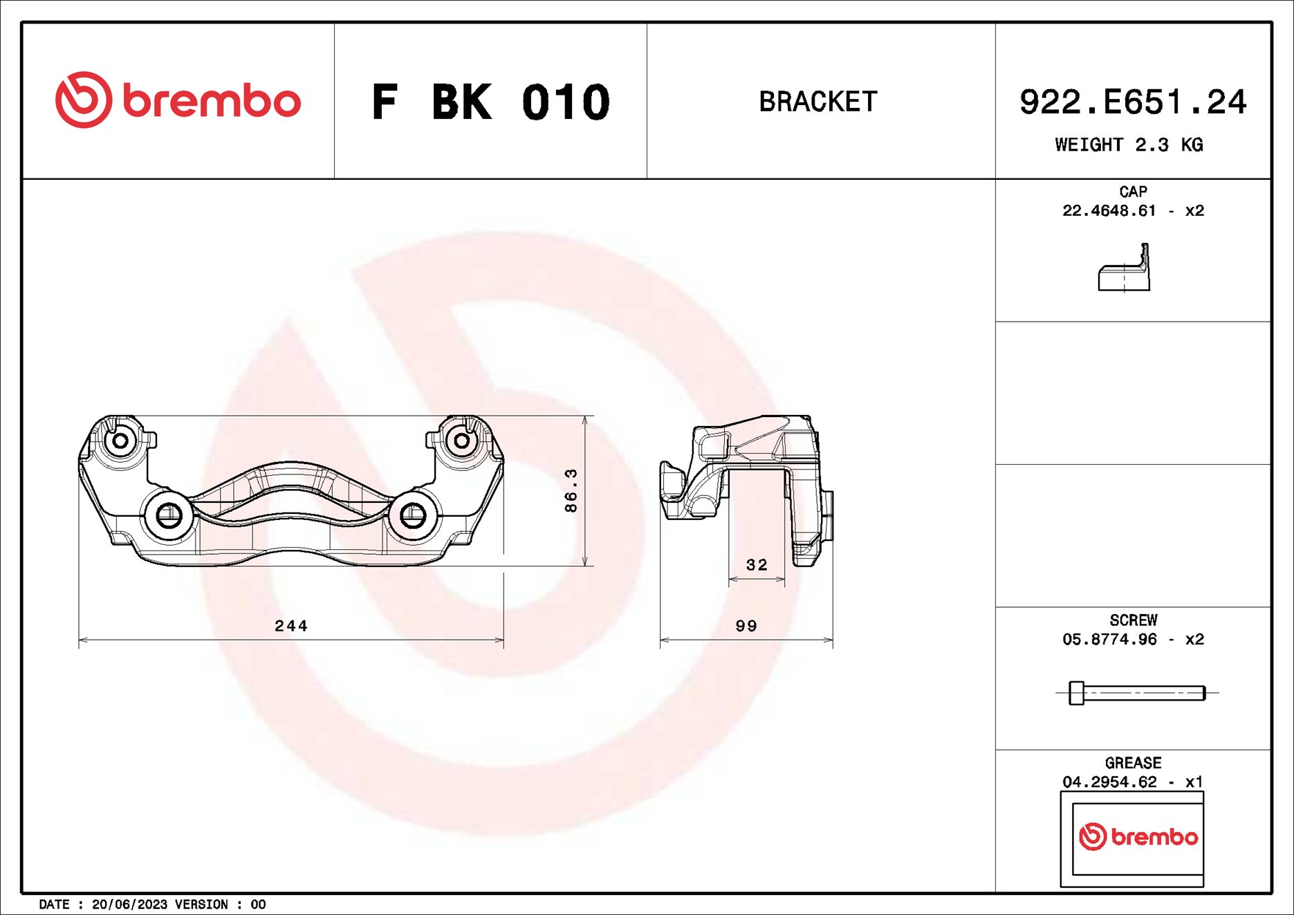 Brembo Remklauwhouderset F BK 010