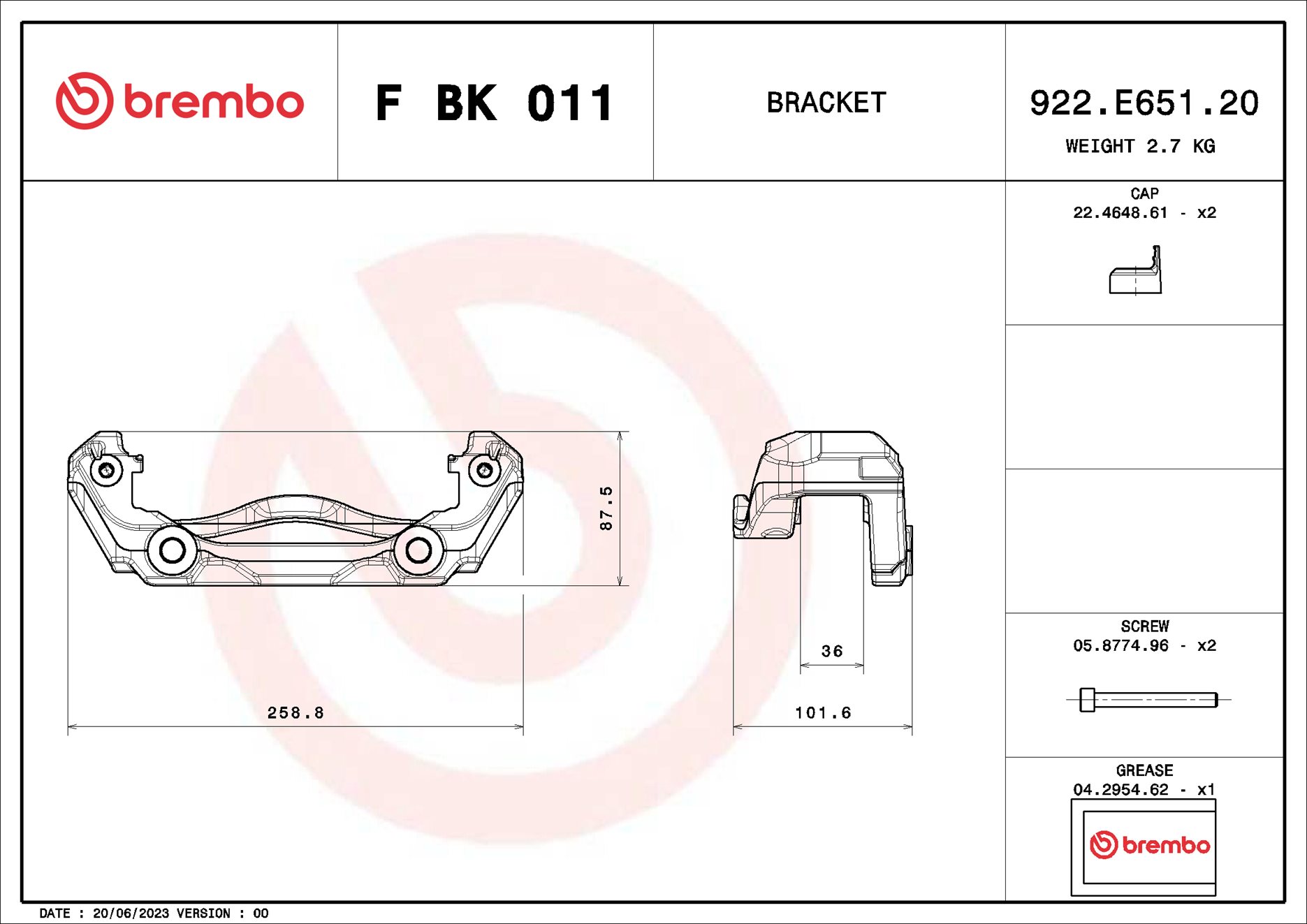 Brembo Remklauwhouderset F BK 011