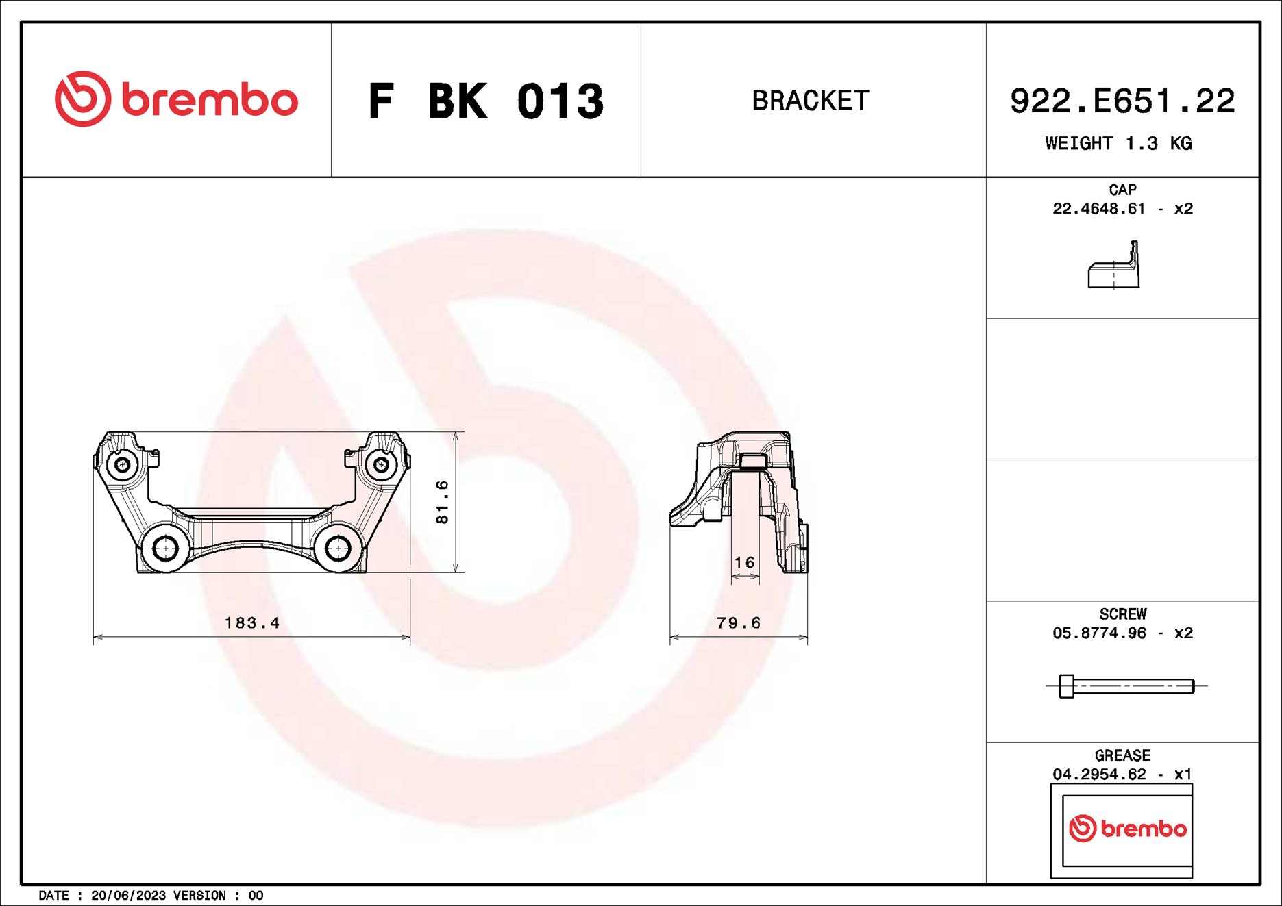 Brembo Remklauwhouderset F BK 013
