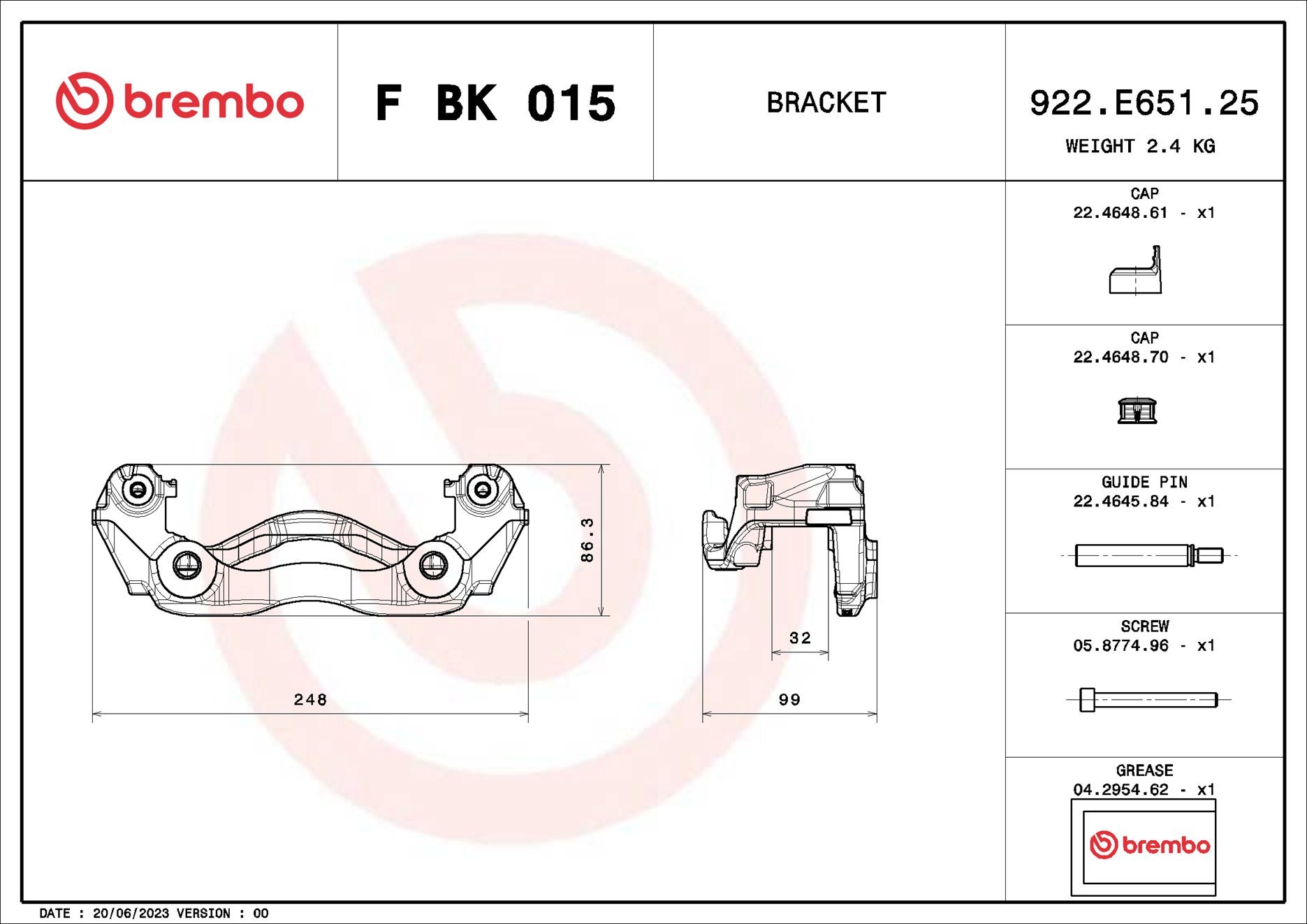 Brembo Remklauwhouderset F BK 015