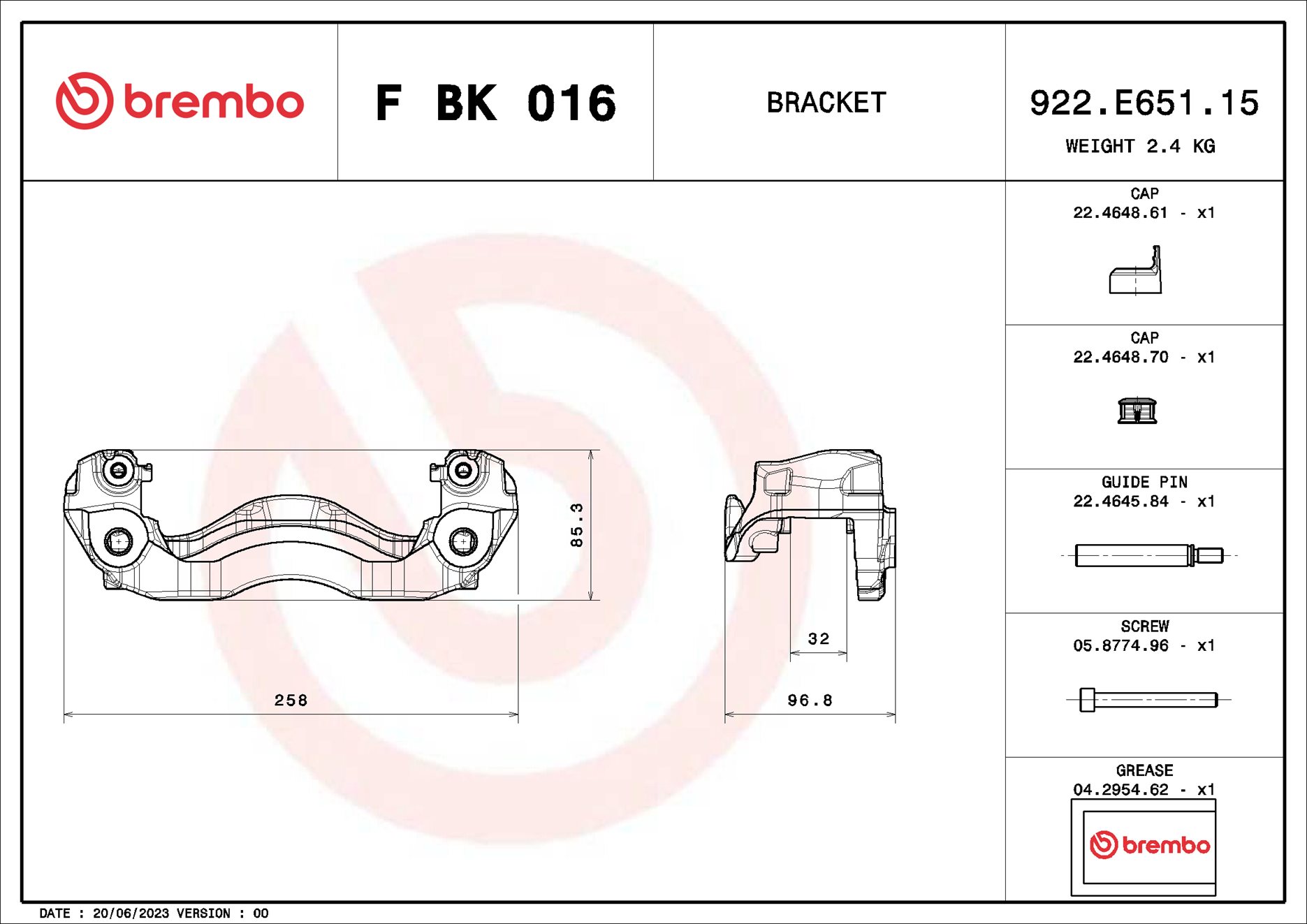 Brembo Remklauwhouderset F BK 016