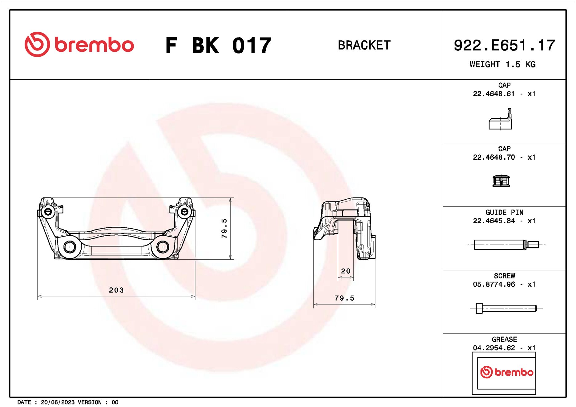 Brembo Remklauwhouderset F BK 017