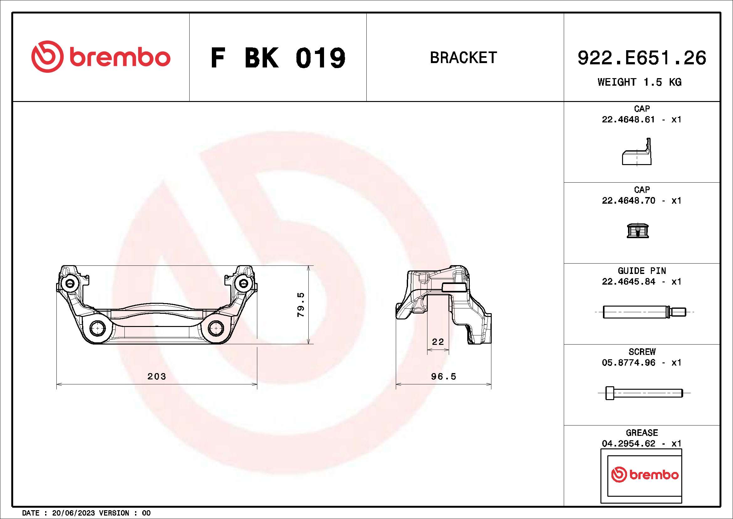 Remklauwhouderset Brembo F BK 019