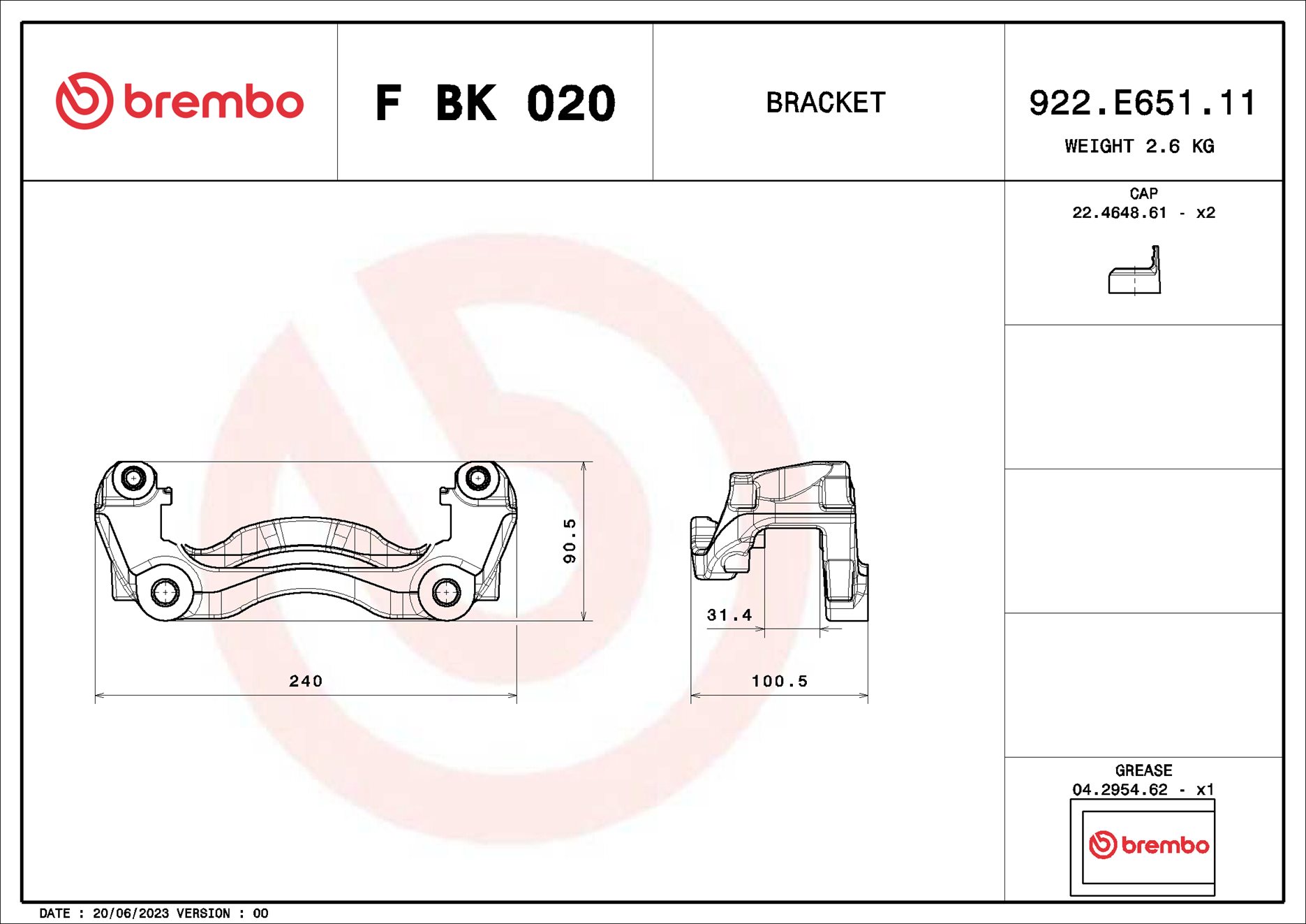 Brembo Remklauwhouderset F BK 020