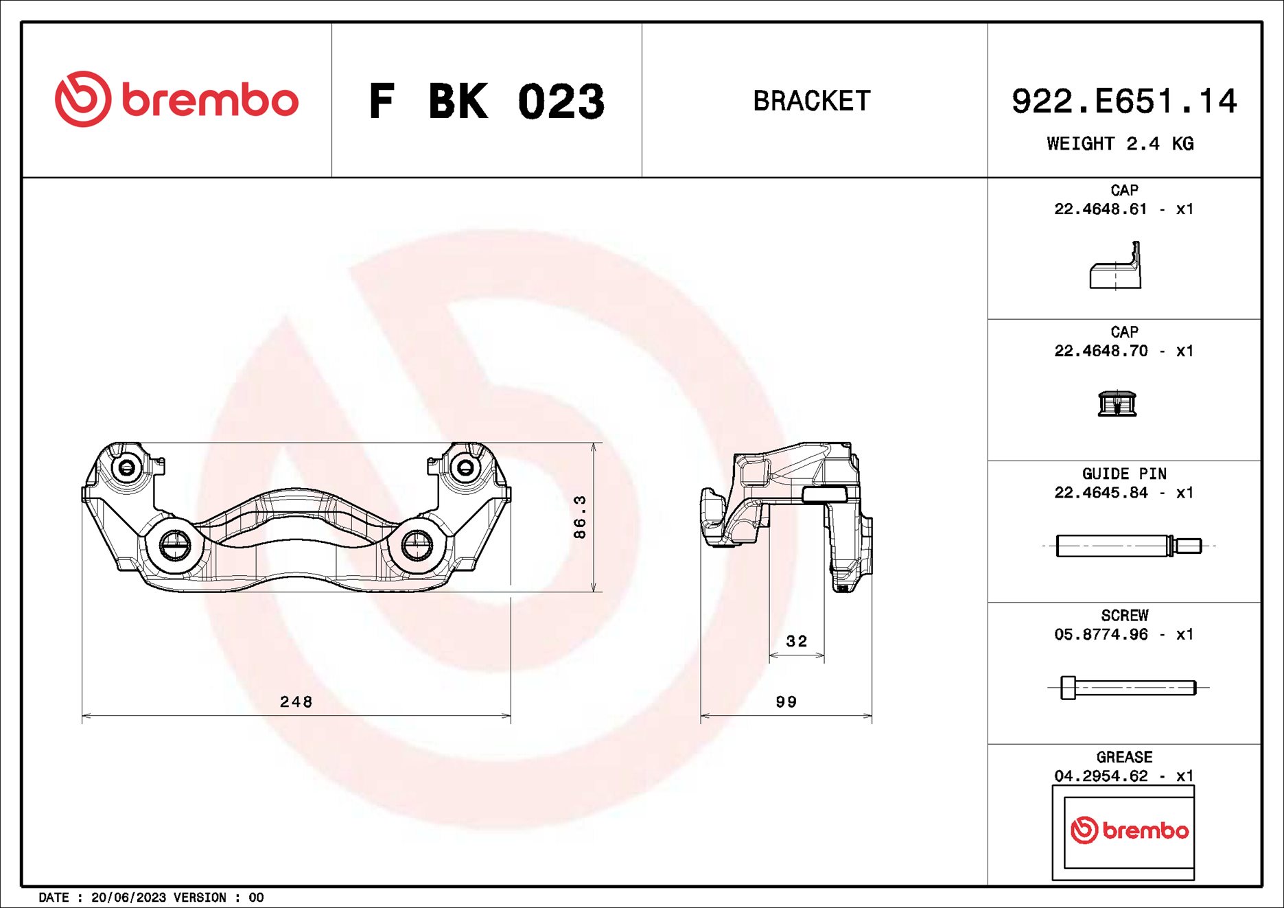 Brembo Remklauwhouderset F BK 023