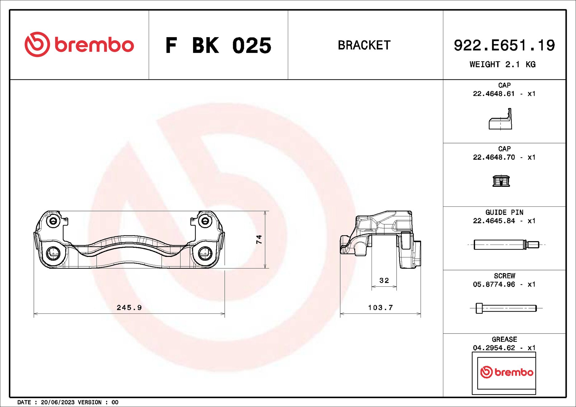 Brembo Remklauwhouderset F BK 025