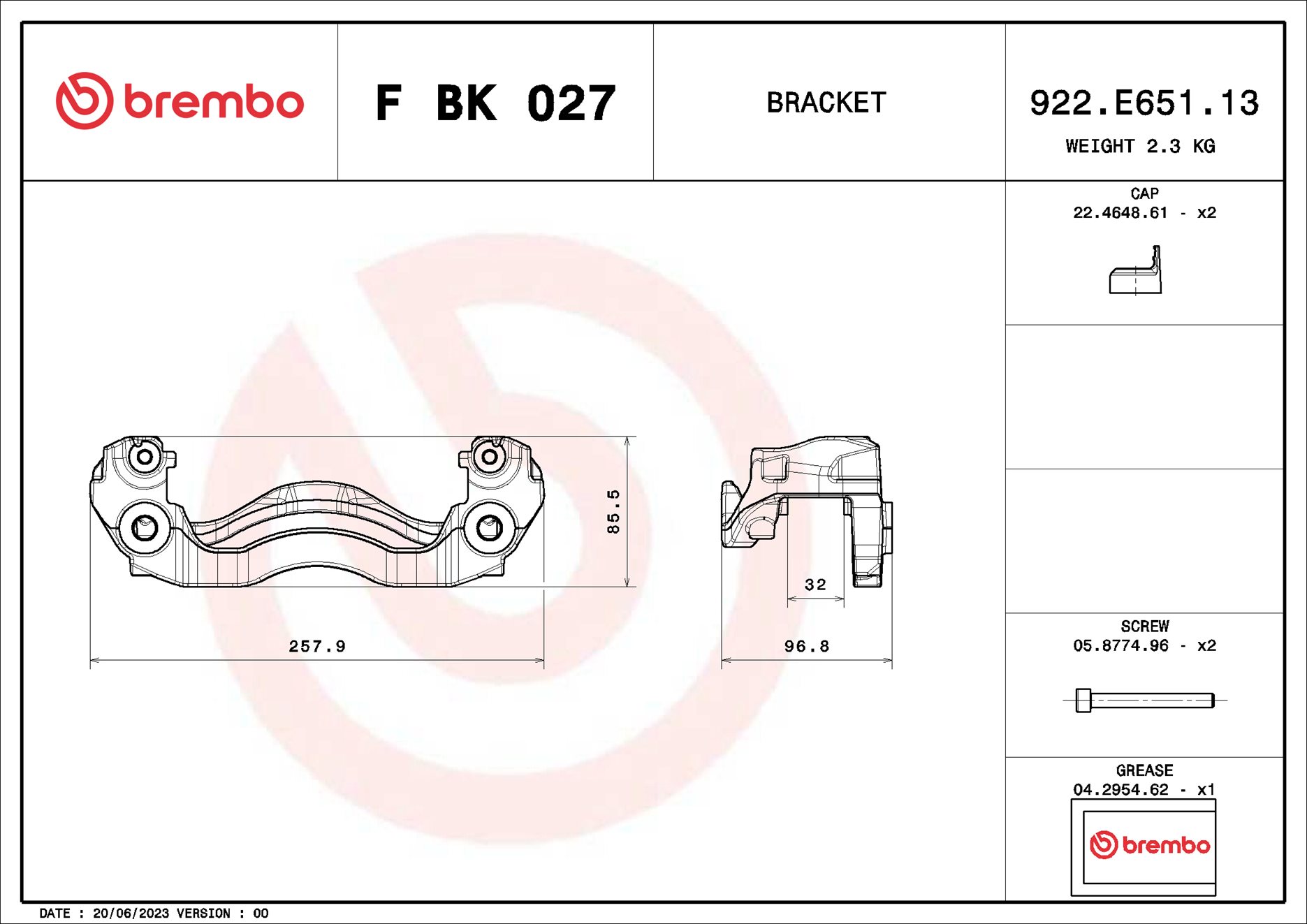 Brembo Remklauwhouderset F BK 027