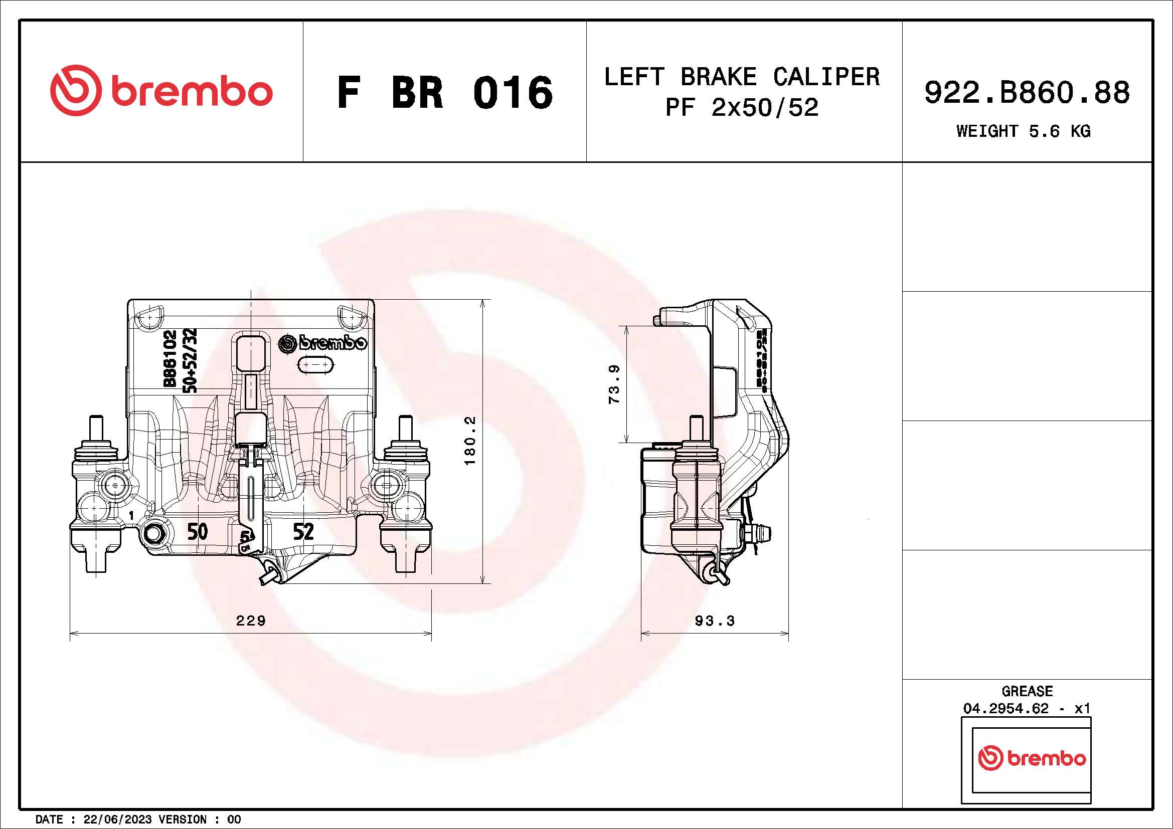 Remzadel/remklauw Brembo F BR 016