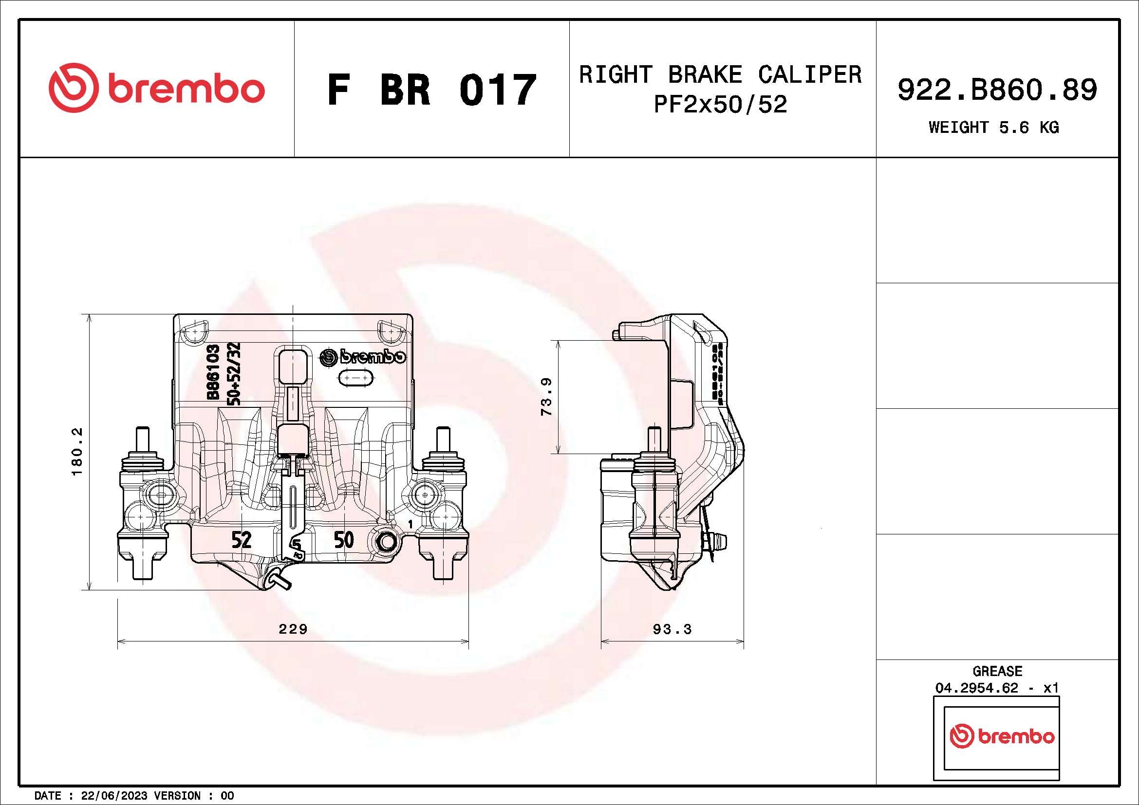 Remzadel/remklauw Brembo F BR 017