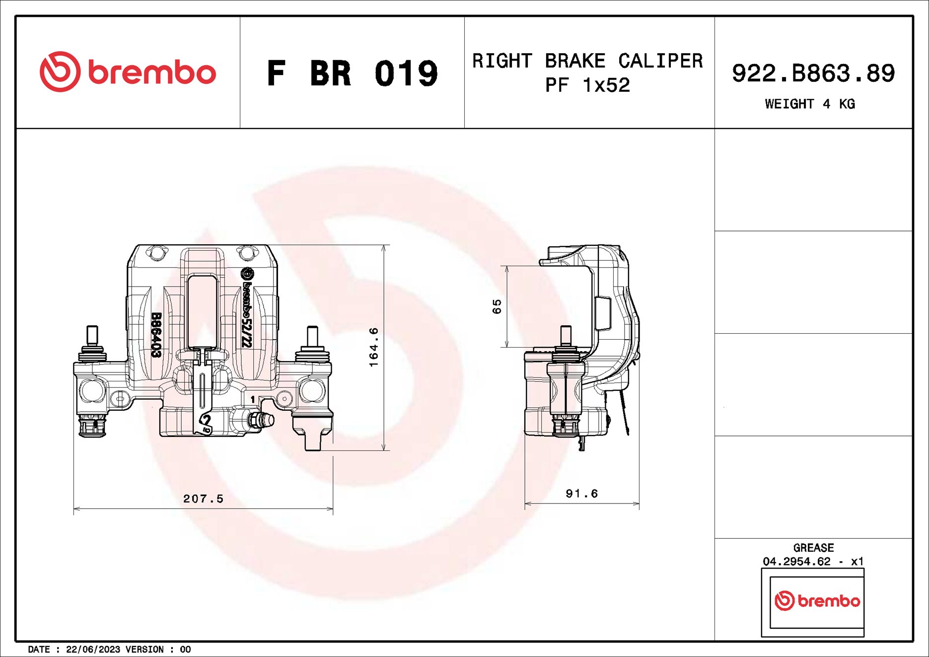 Brembo Remzadel/remklauw F BR 019