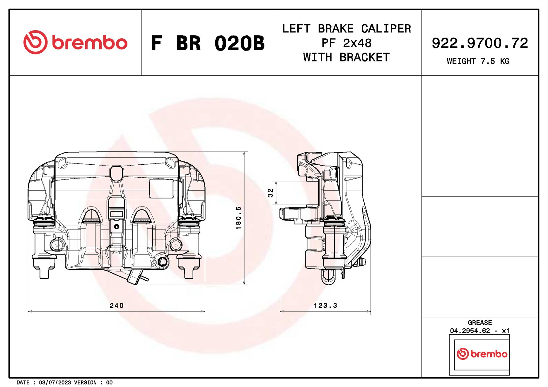 Brembo Remzadel/remklauw F BR 020B