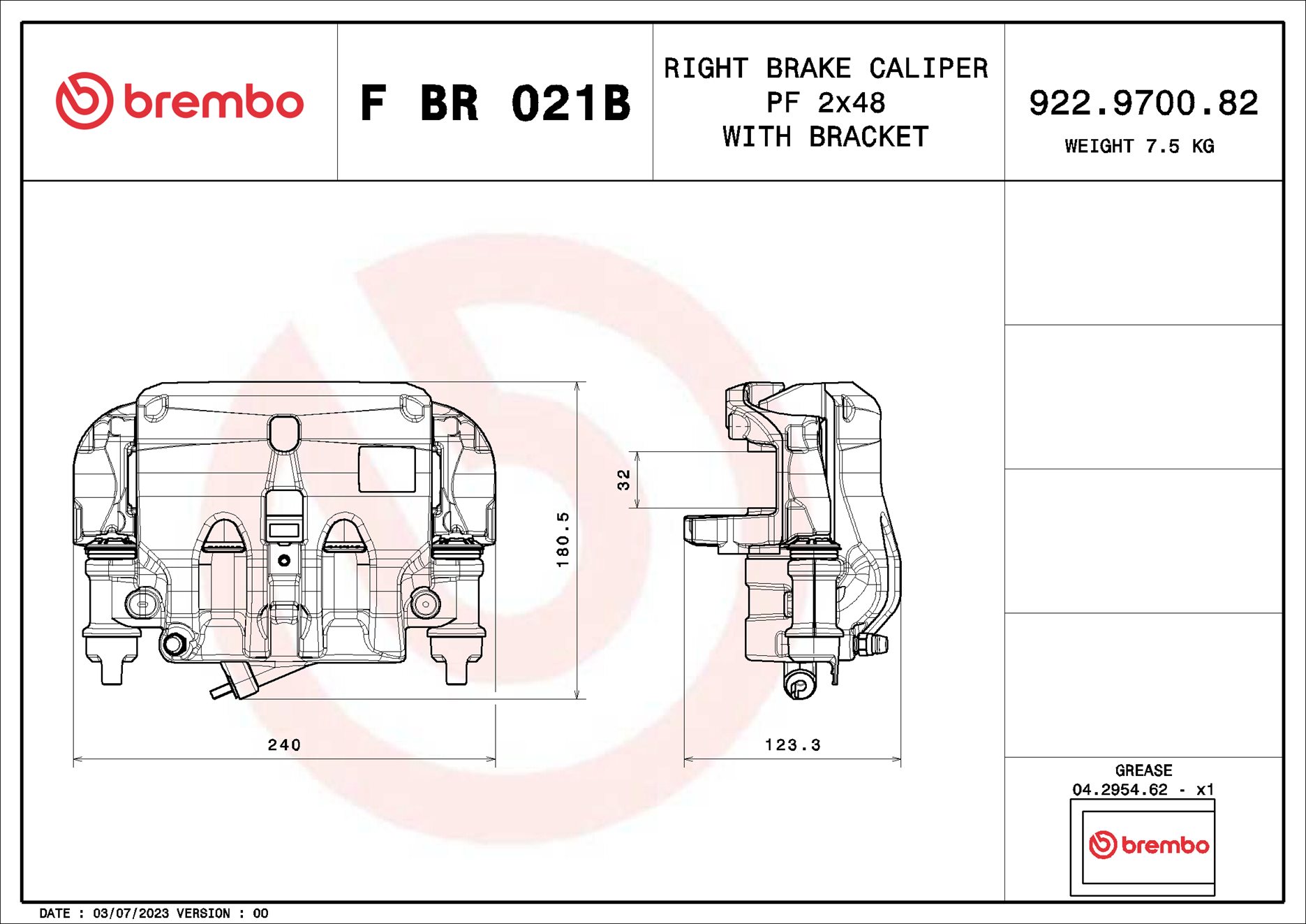 Brembo Remzadel/remklauw F BR 021B