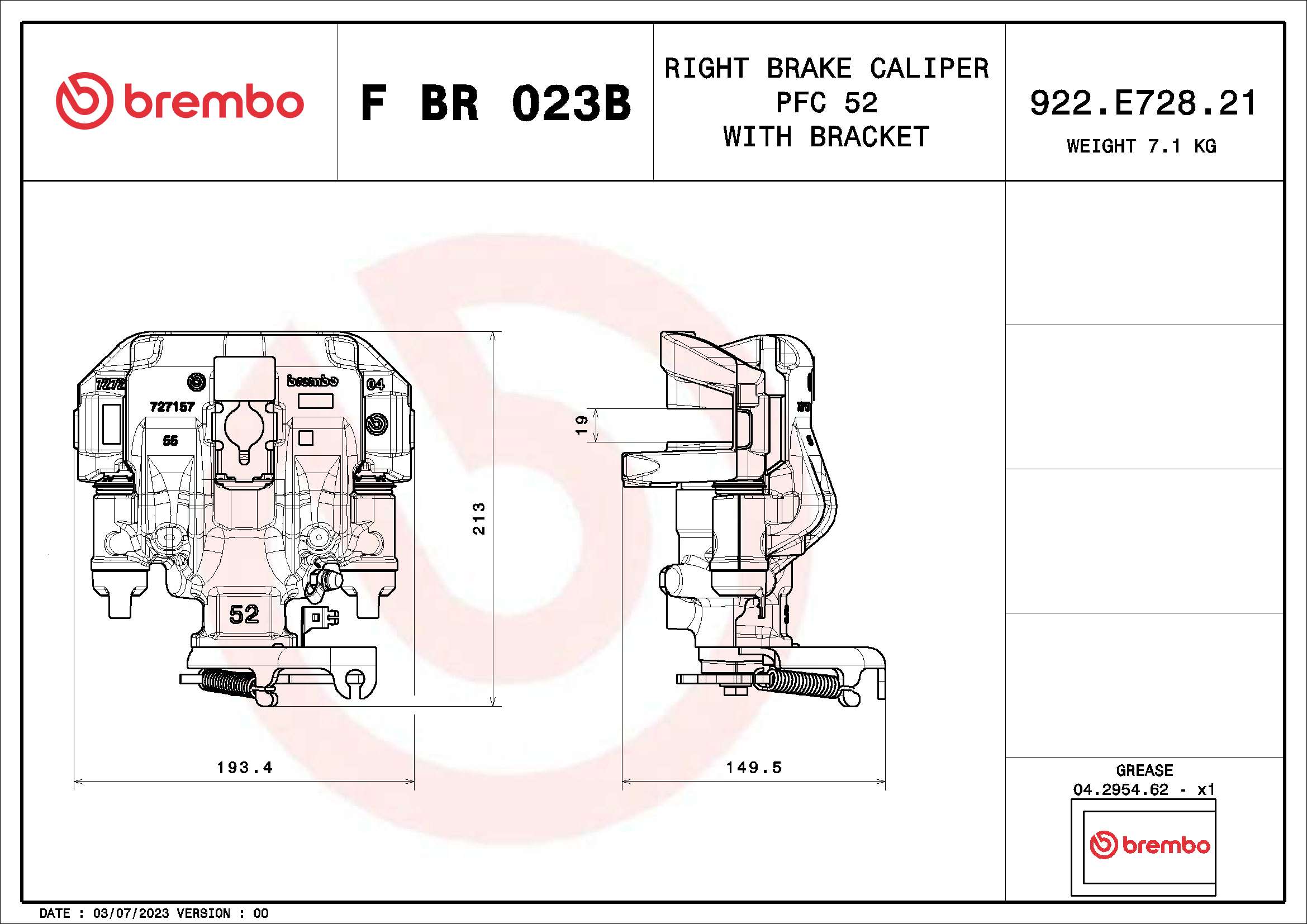 Remzadel/remklauw Brembo F BR 023B