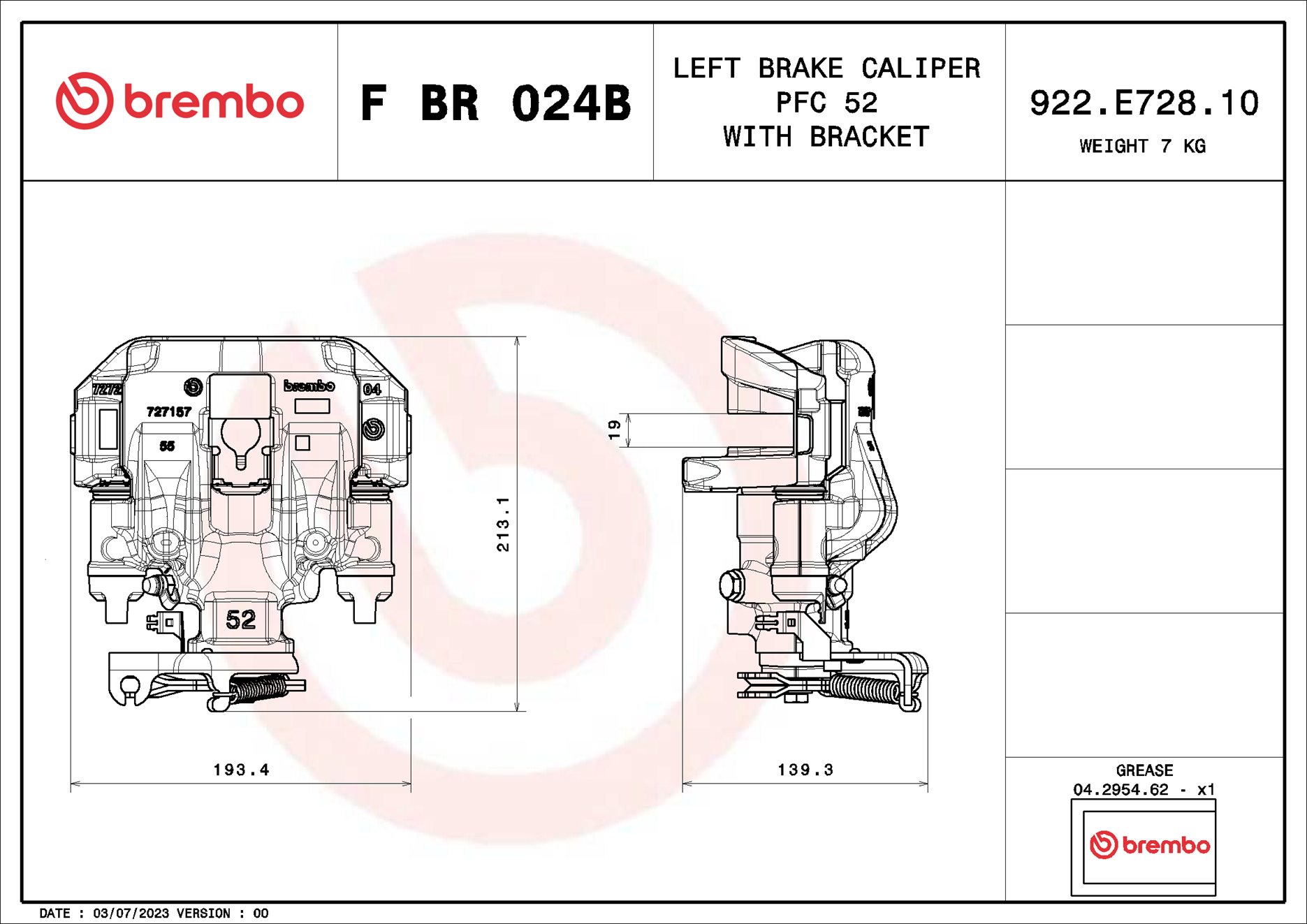 Brembo Remzadel/remklauw F BR 024B
