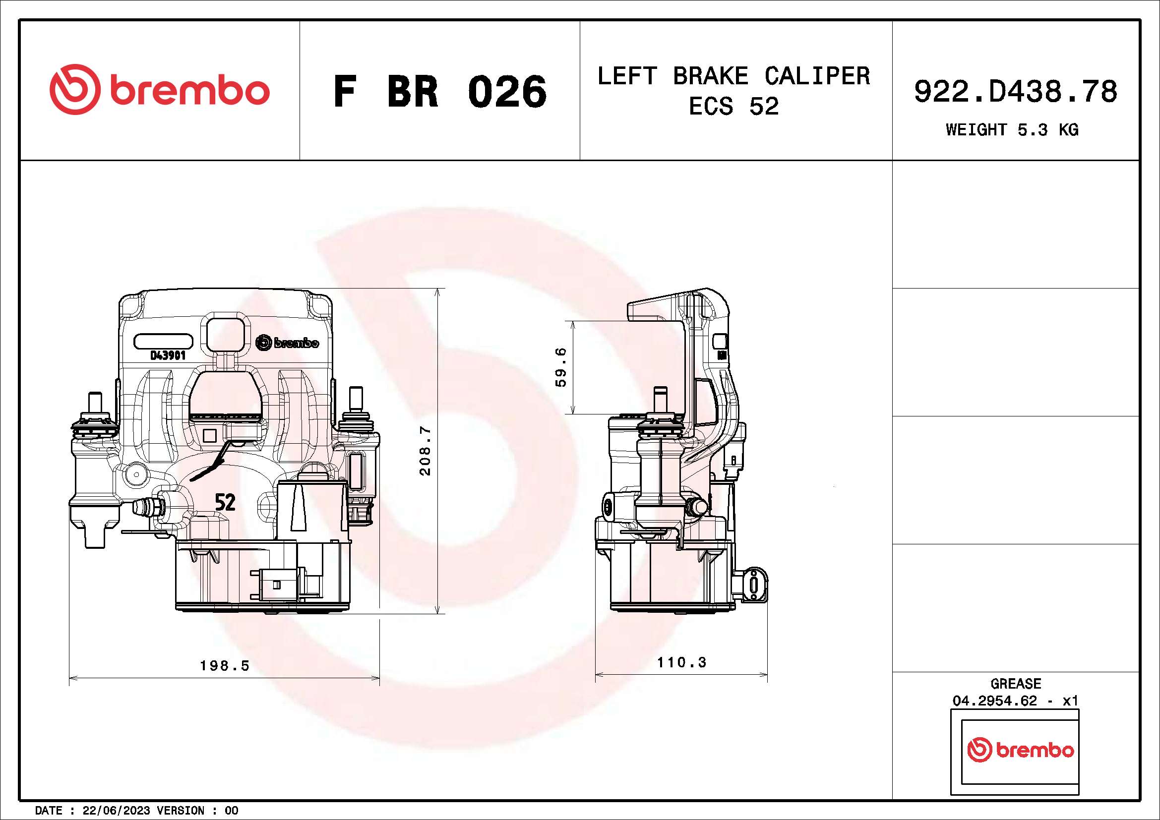 Remzadel/remklauw Brembo F BR 026