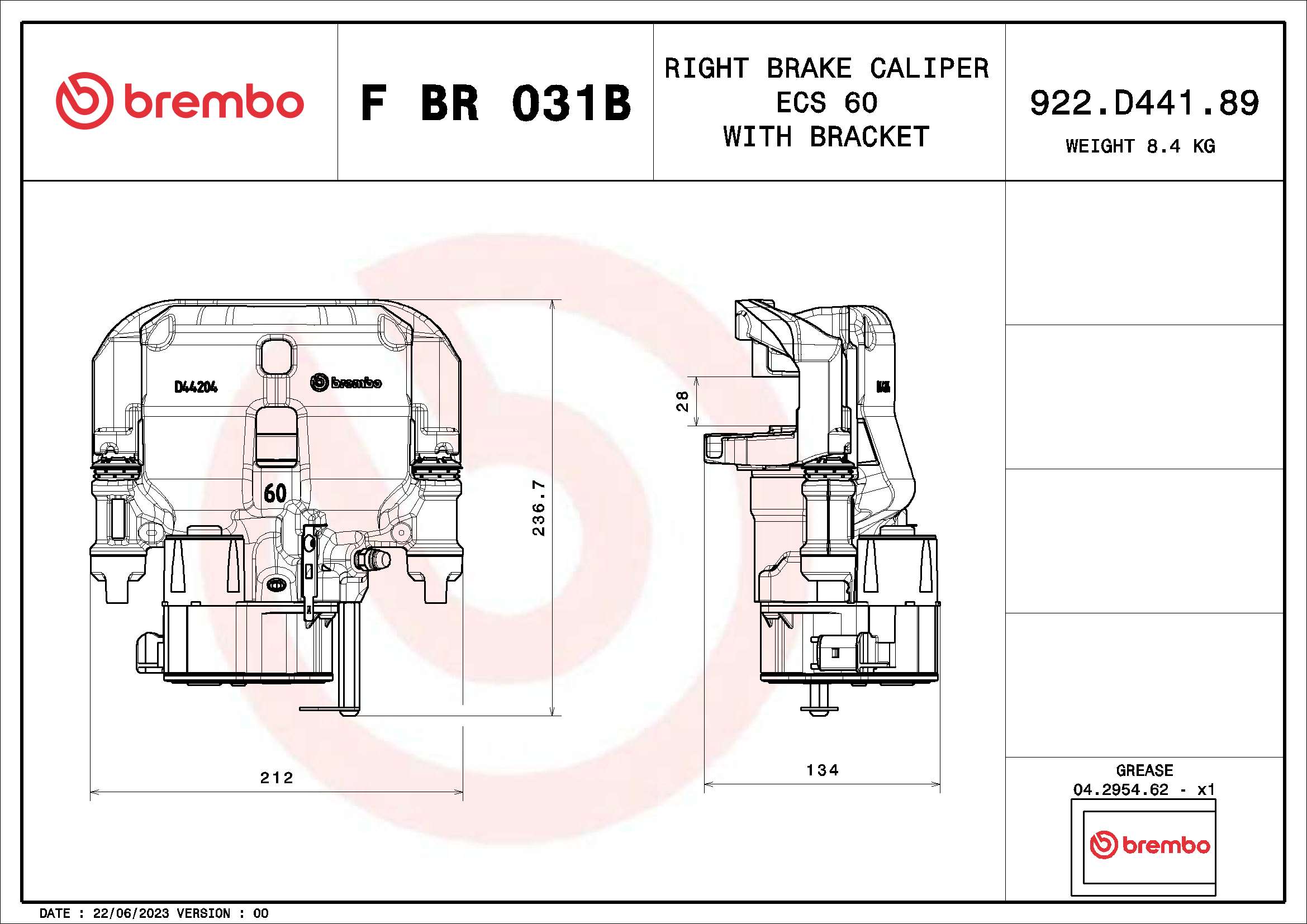 Remzadel/remklauw Brembo F BR 031B