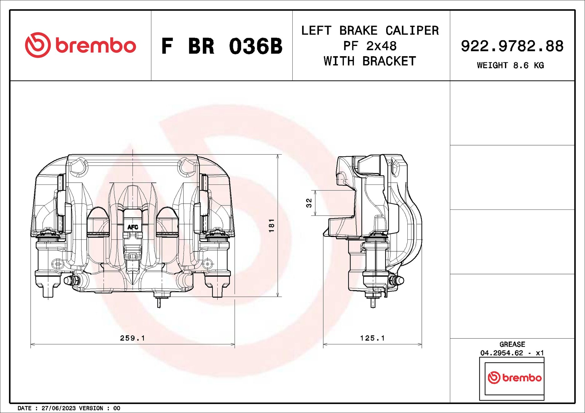 Brembo Remzadel/remklauw F BR 036B