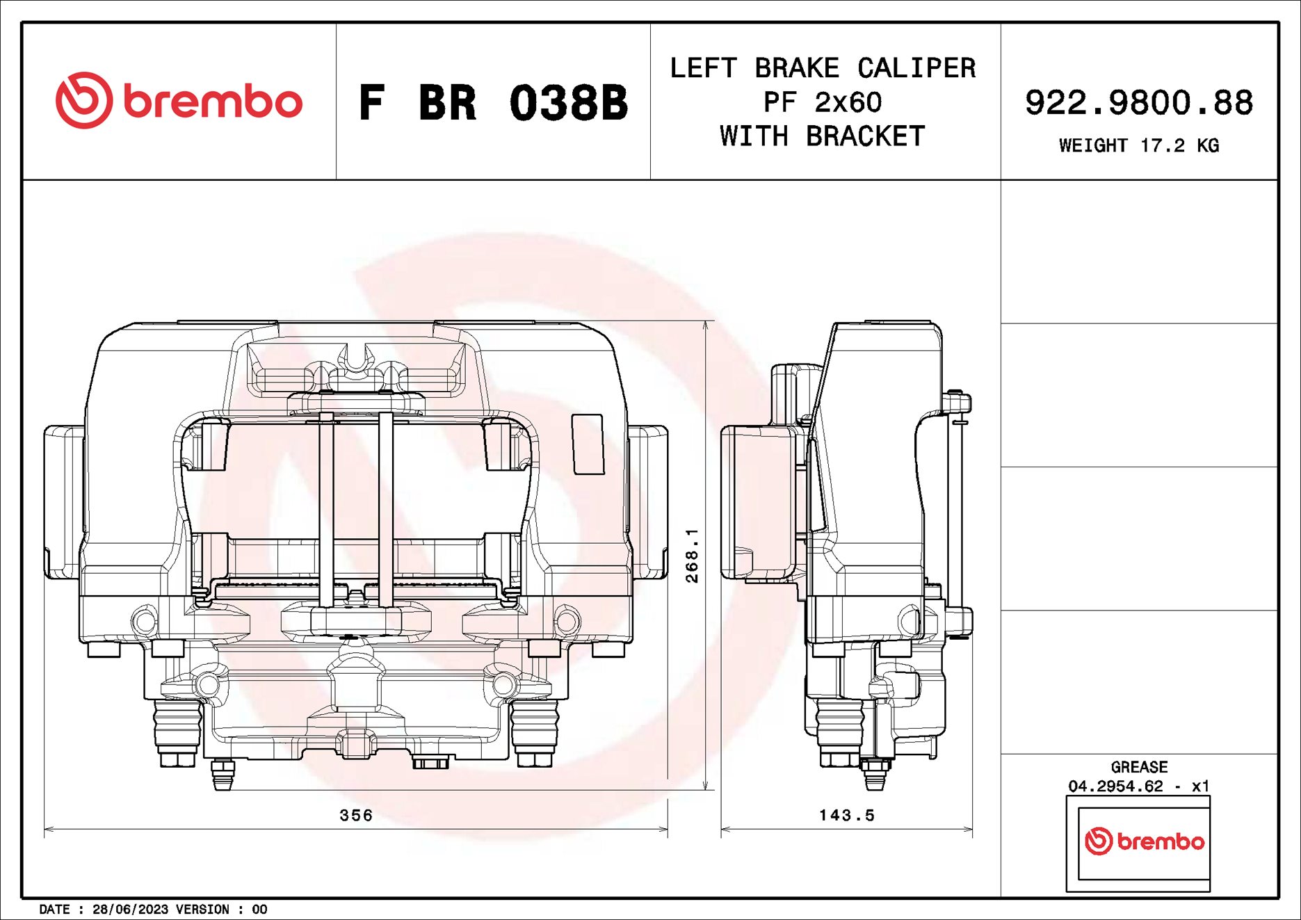 Brembo Remzadel/remklauw F BR 038B