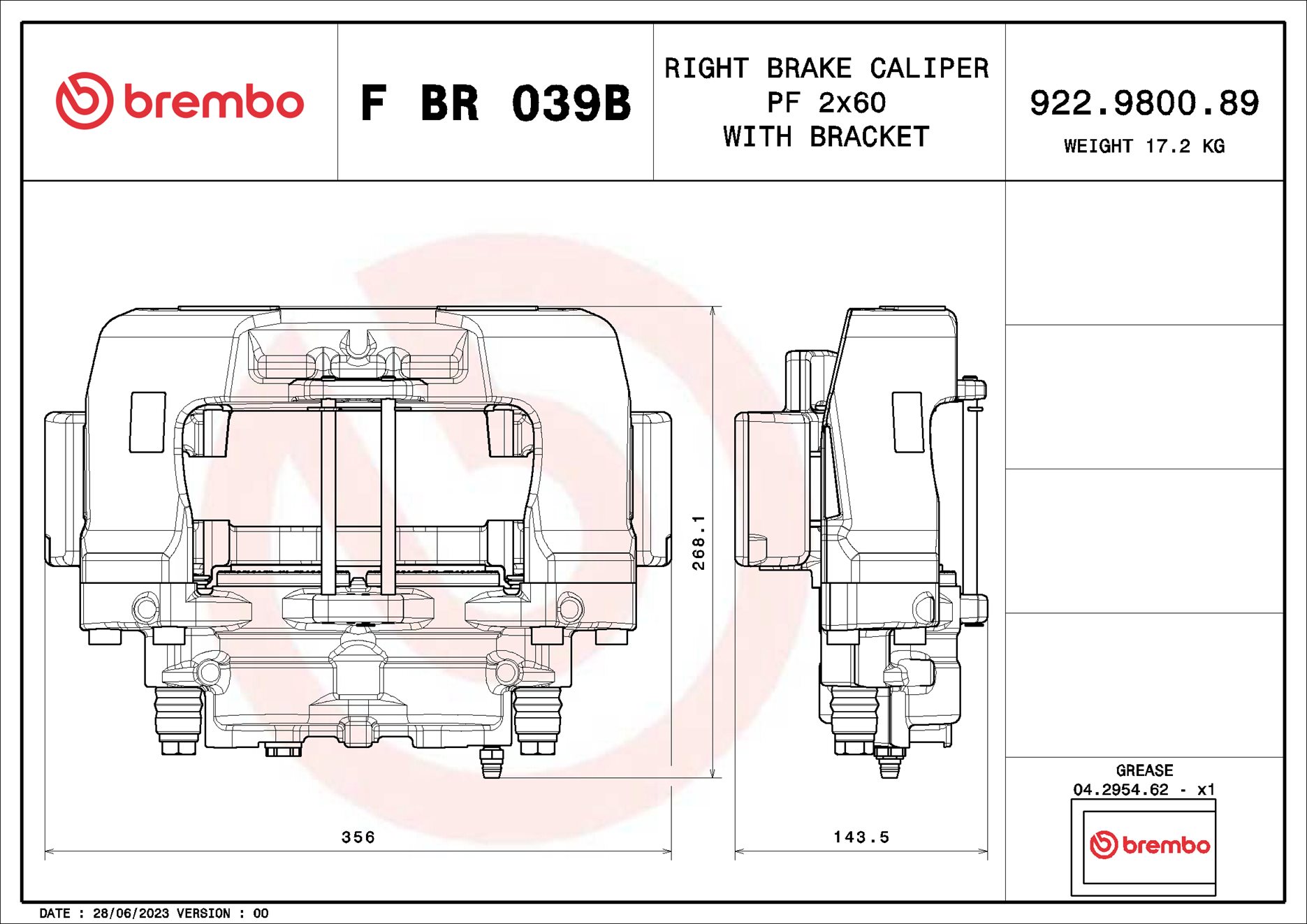 Brembo Remzadel/remklauw F BR 039B