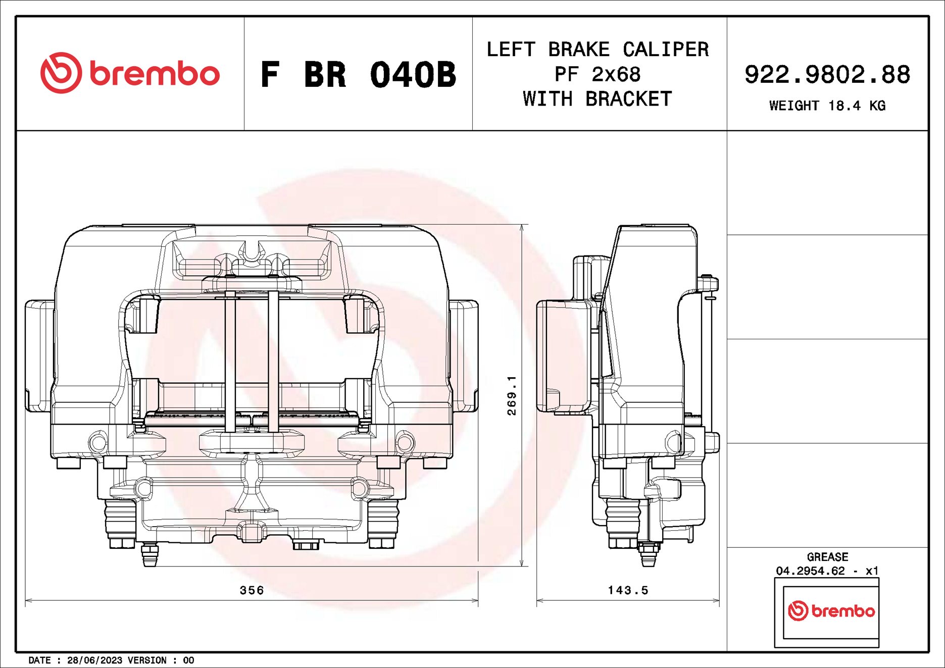 Brembo Remzadel/remklauw F BR 040B