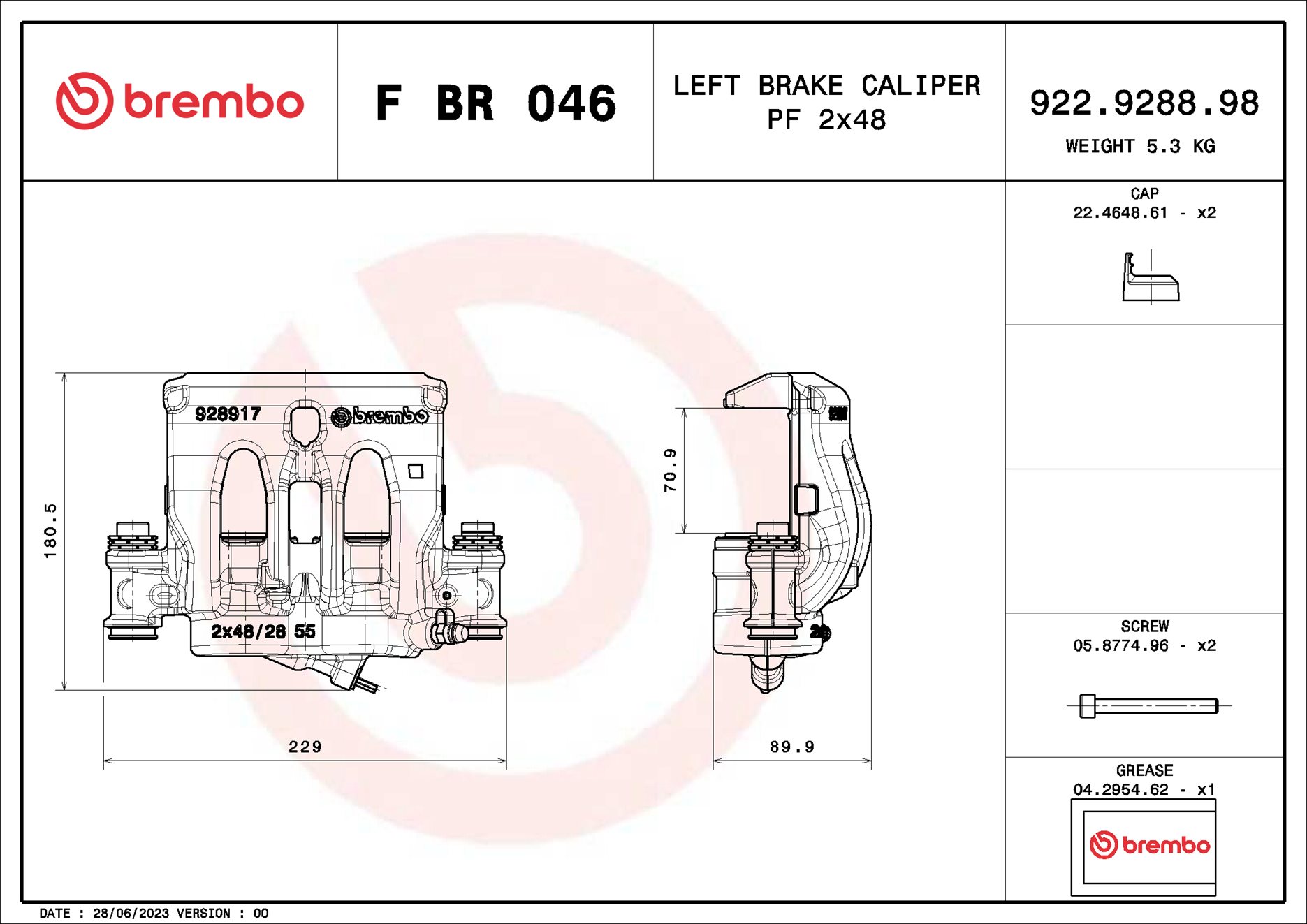 Brembo Remzadel/remklauw F BR 046