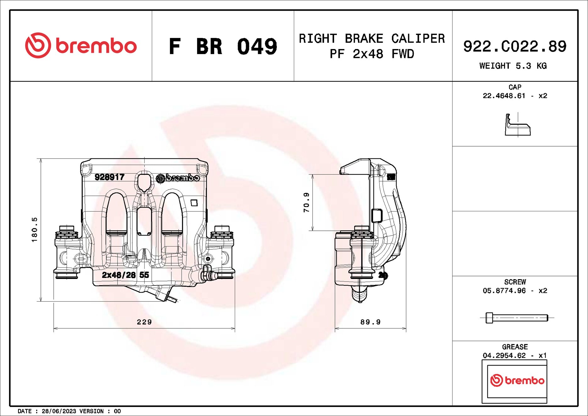 Brembo Remzadel/remklauw F BR 049
