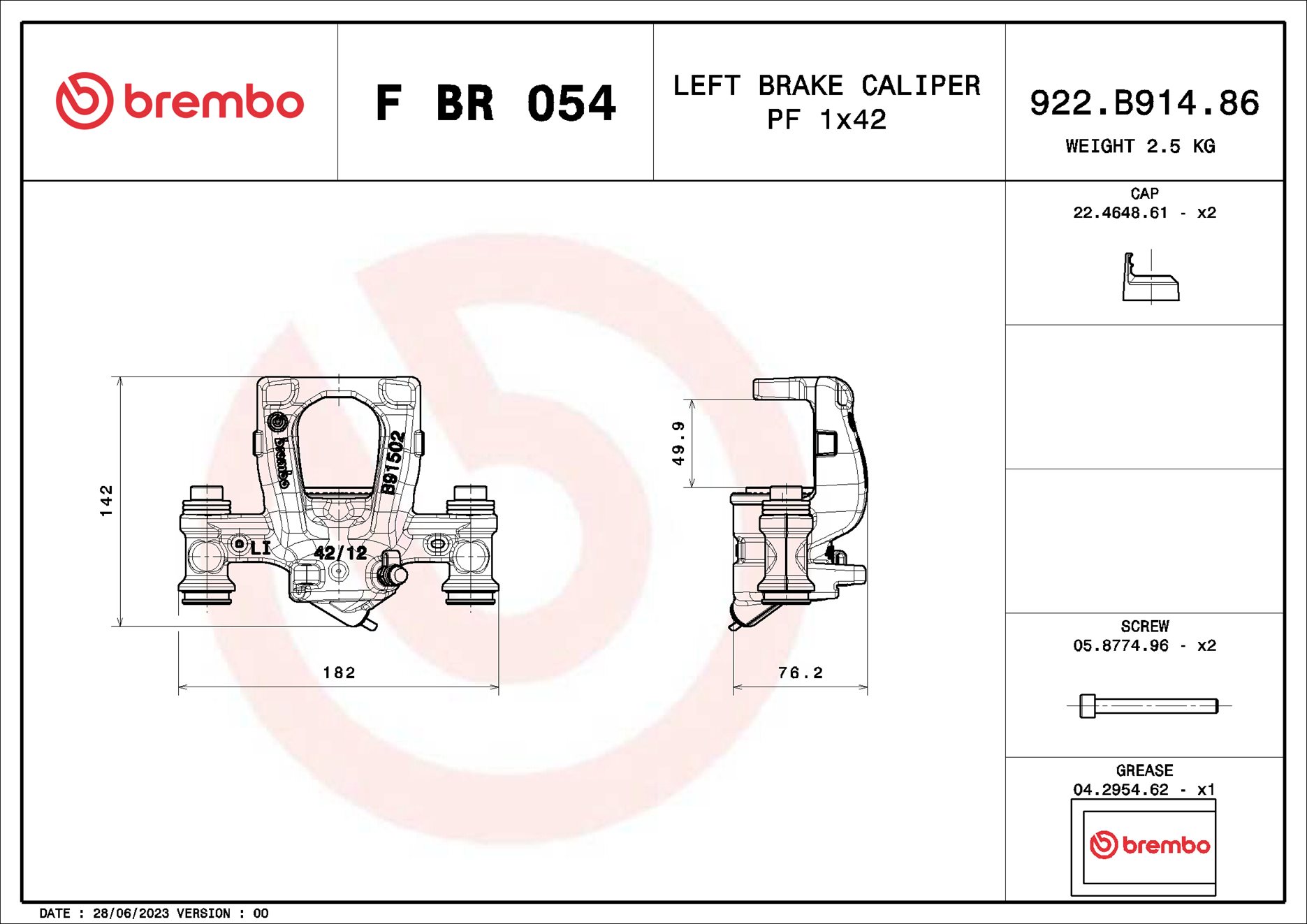 Brembo Remzadel/remklauw F BR 054