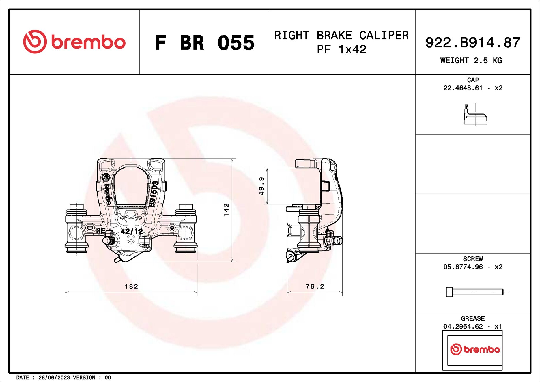 Brembo Remzadel/remklauw F BR 055